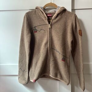 Almgwand traditional tan women jacket, wool blend , 10